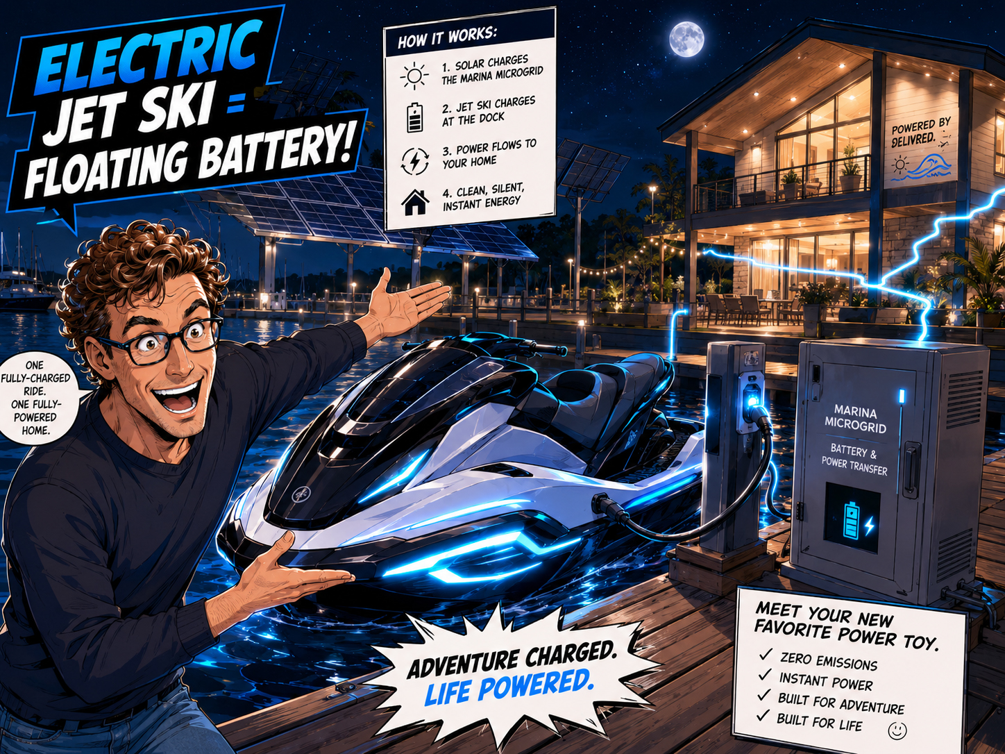 Electric Jet Ski as a floating battery concept