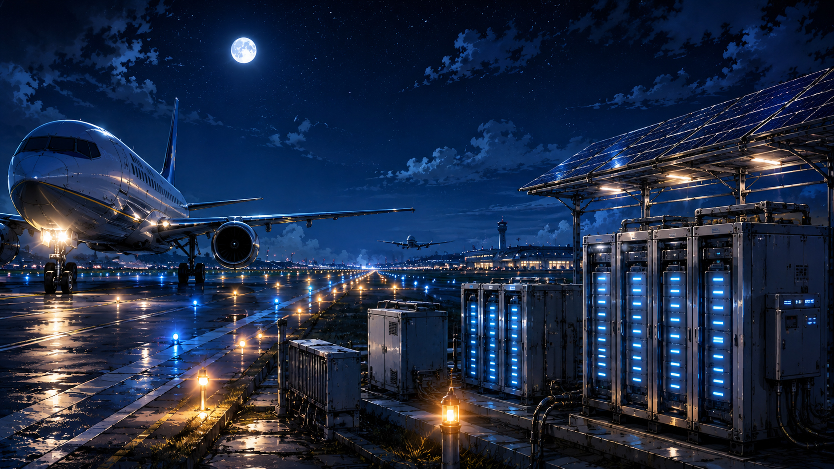 Night runway battery power